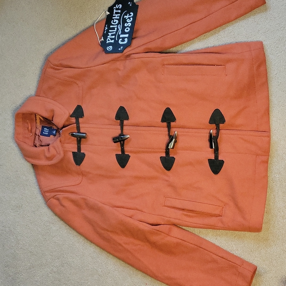 Old Navy Large Orange Coat Toggle Buttons Brown